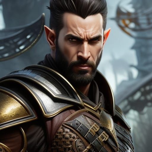 Epic Wood Elf Warrior Portrait in Graffiti Art Style