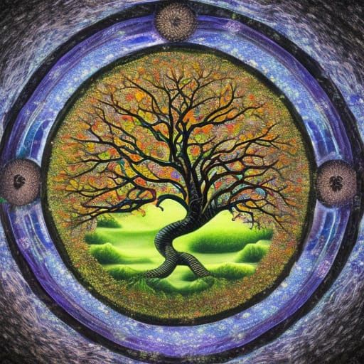 Ethereal Tree of Life in Digital Pop Art