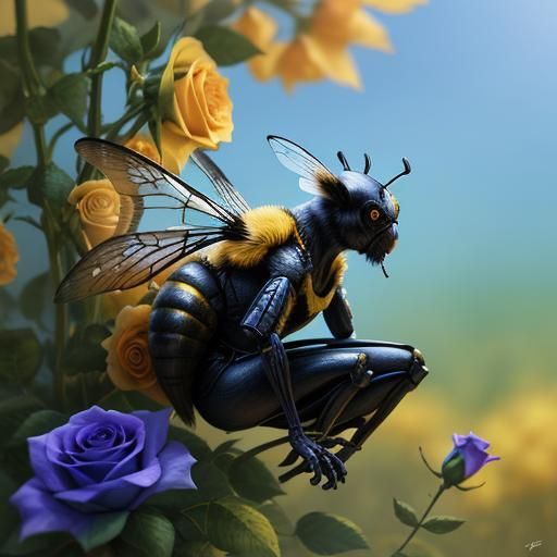 Bee on Rose: Fantasy Matte Painting