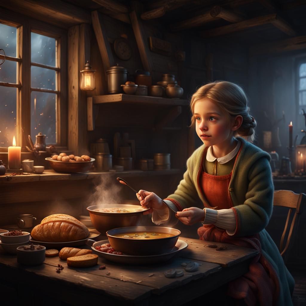 Little Match Girl's Happy Ending: Detailed Matte Painting
