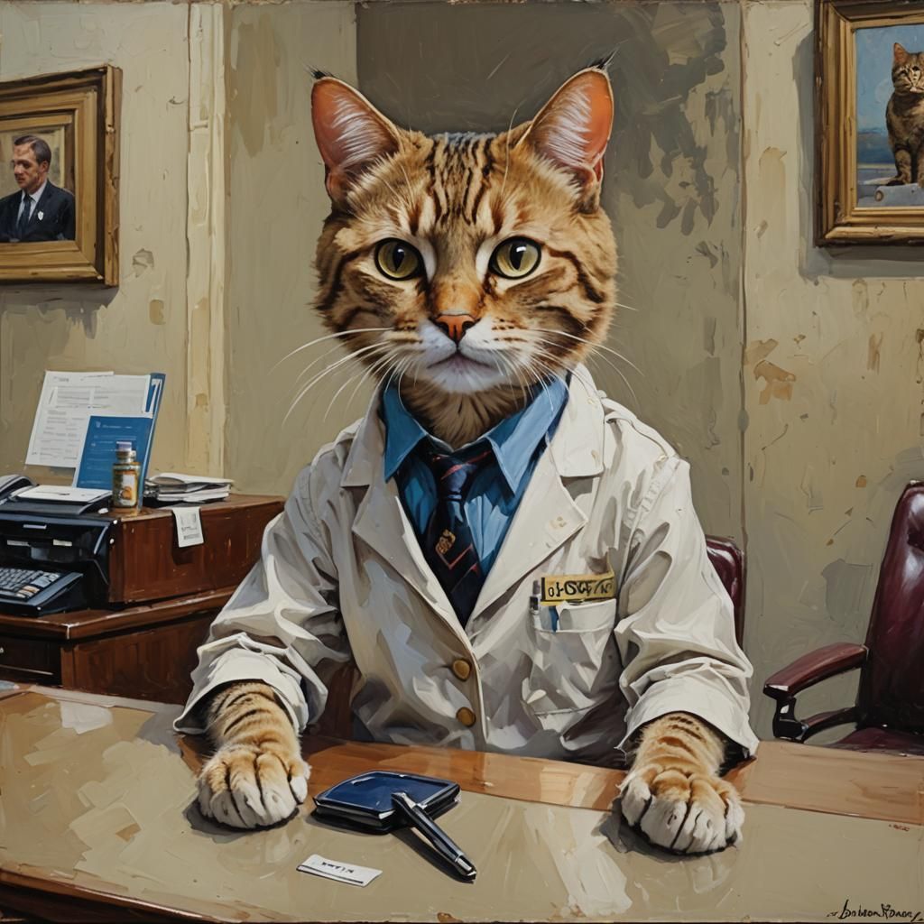 Hotel receptionist cat