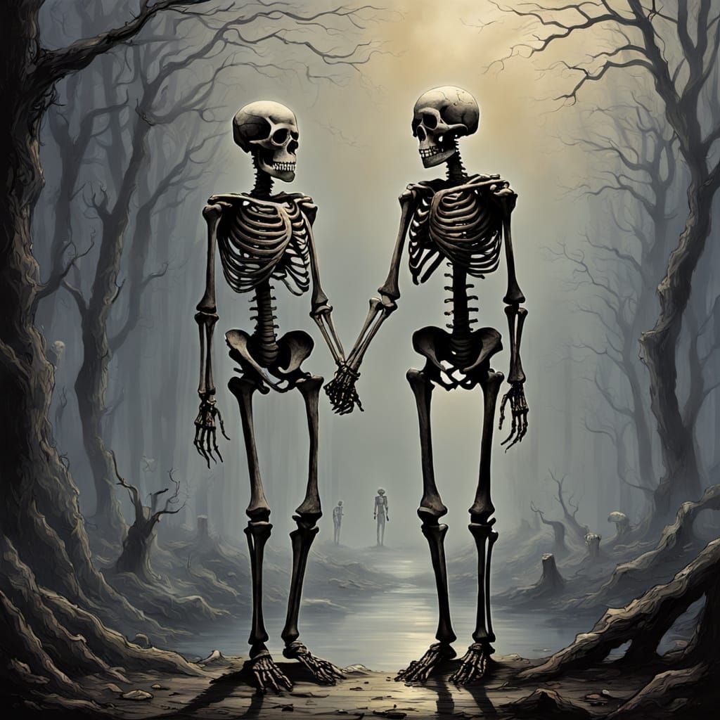 Skeletons in Love: Macabre Horror Art