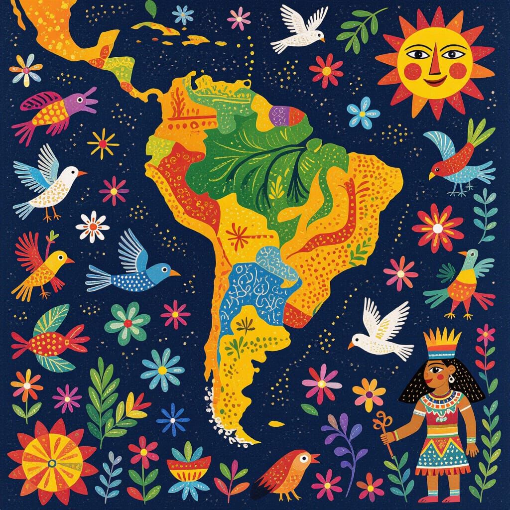 Vibrant South American Mythology and Rhythm