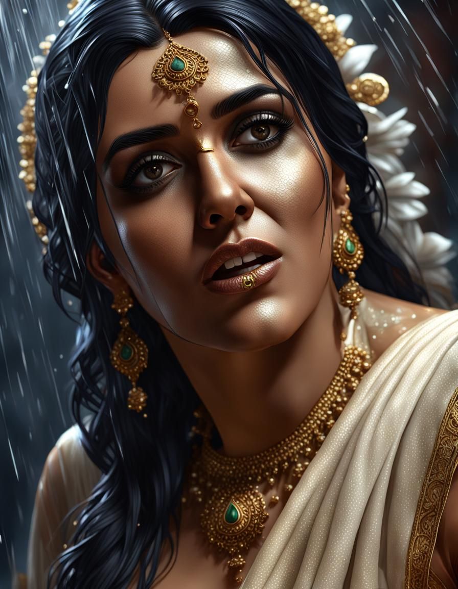 Fantasy Goddess Shower in Dark Fantasy Style