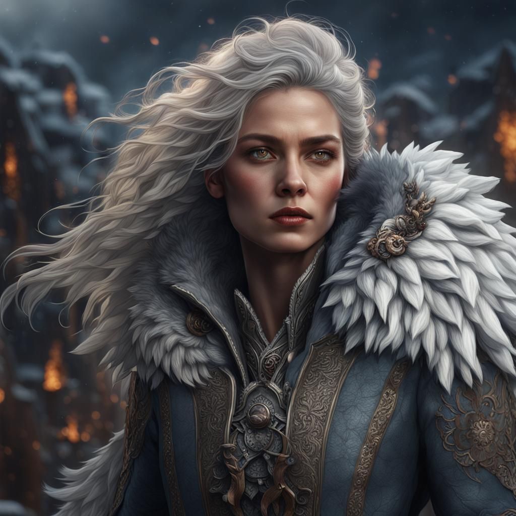 Woman with Wolves: Detailed Matte Painting