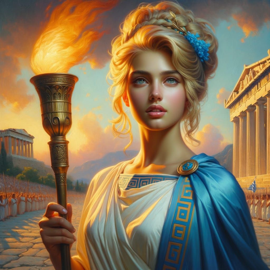 Eleutheria: Greek Goddess of Freedom in Romantic Style