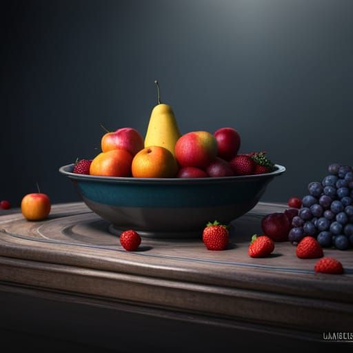 Fantastical Fruit Bowl: Detailed Matte Painting