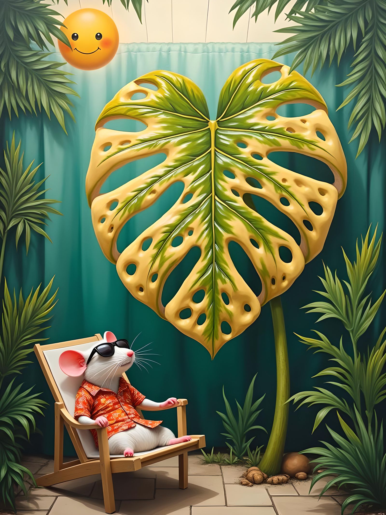 Surreal Swiss Cheese Monstera in Bizarre Style