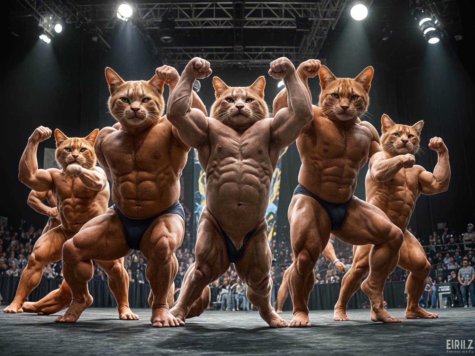 Feline Physiques Unite in Timeless Art