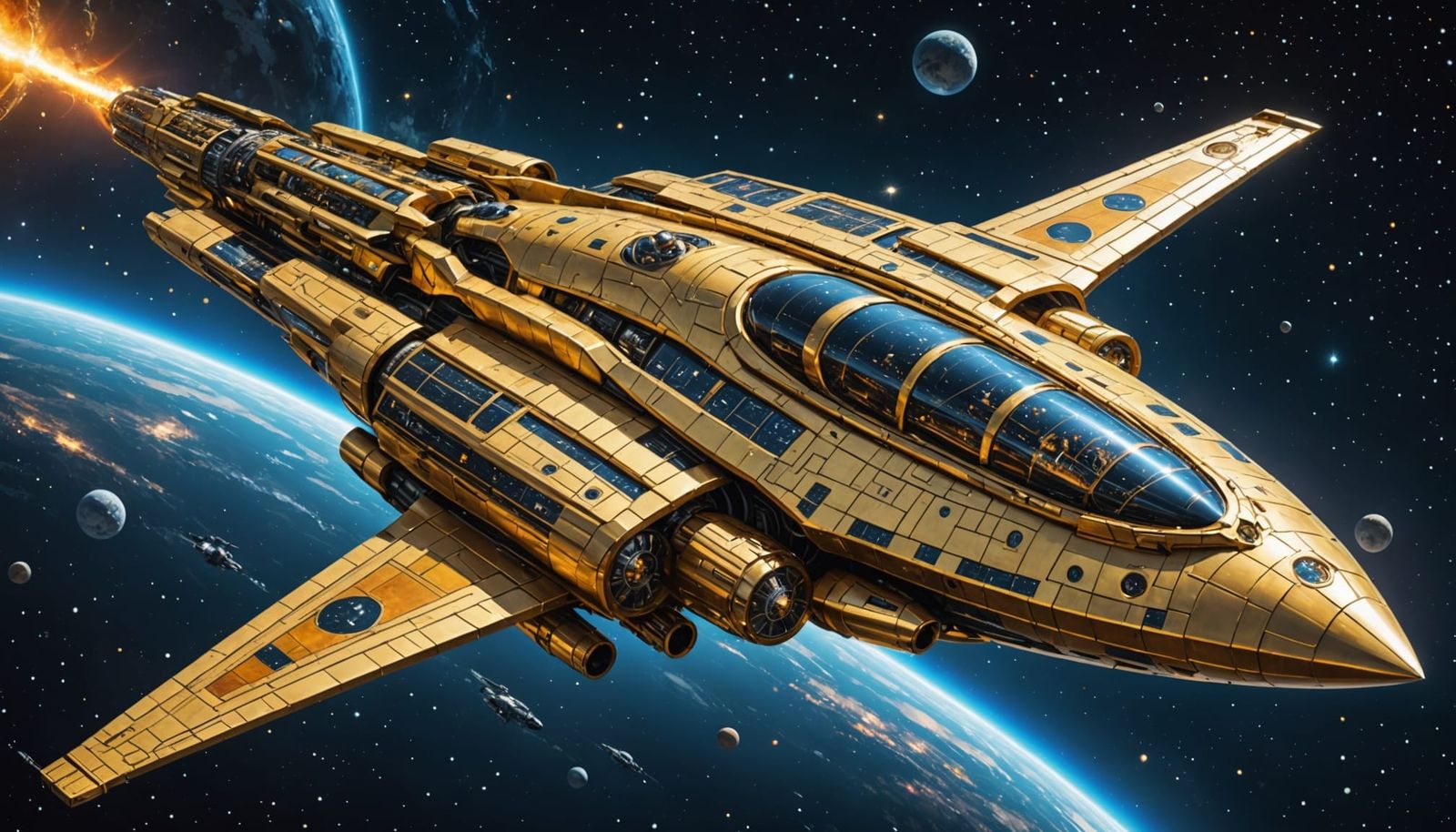 Ornate Starship in Gustav Klimt Style