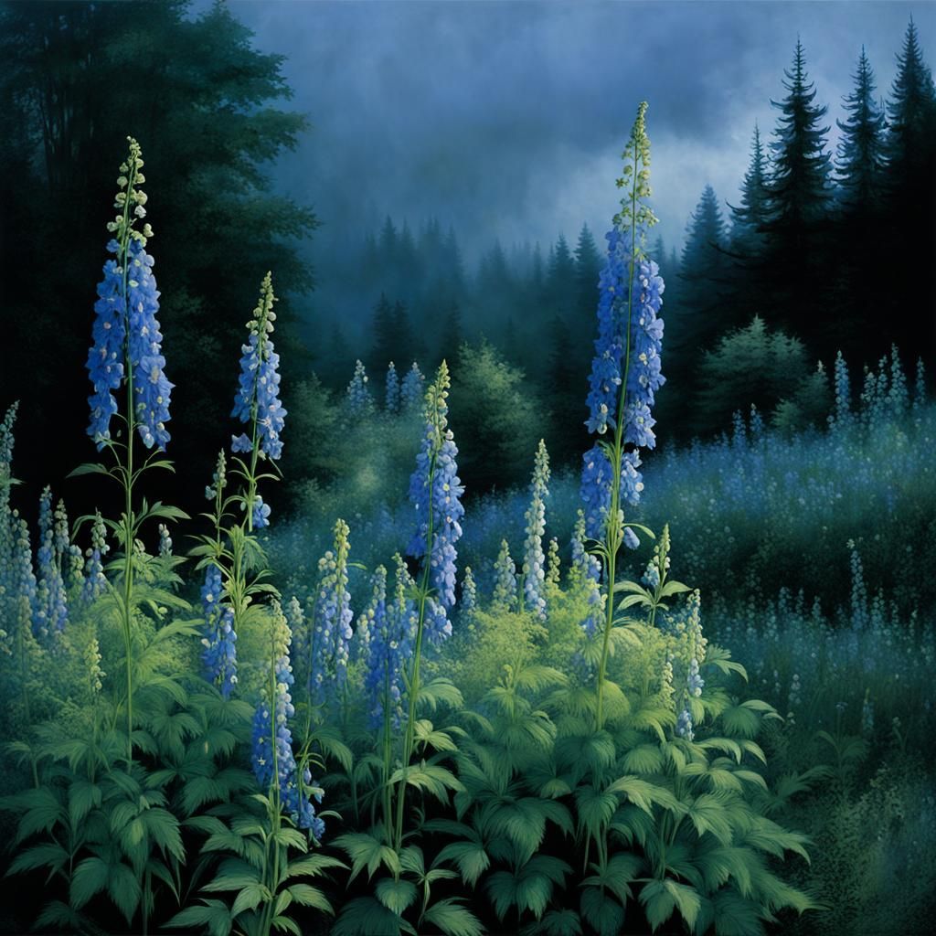 Delphinium and Monkshood in Crewdson Style