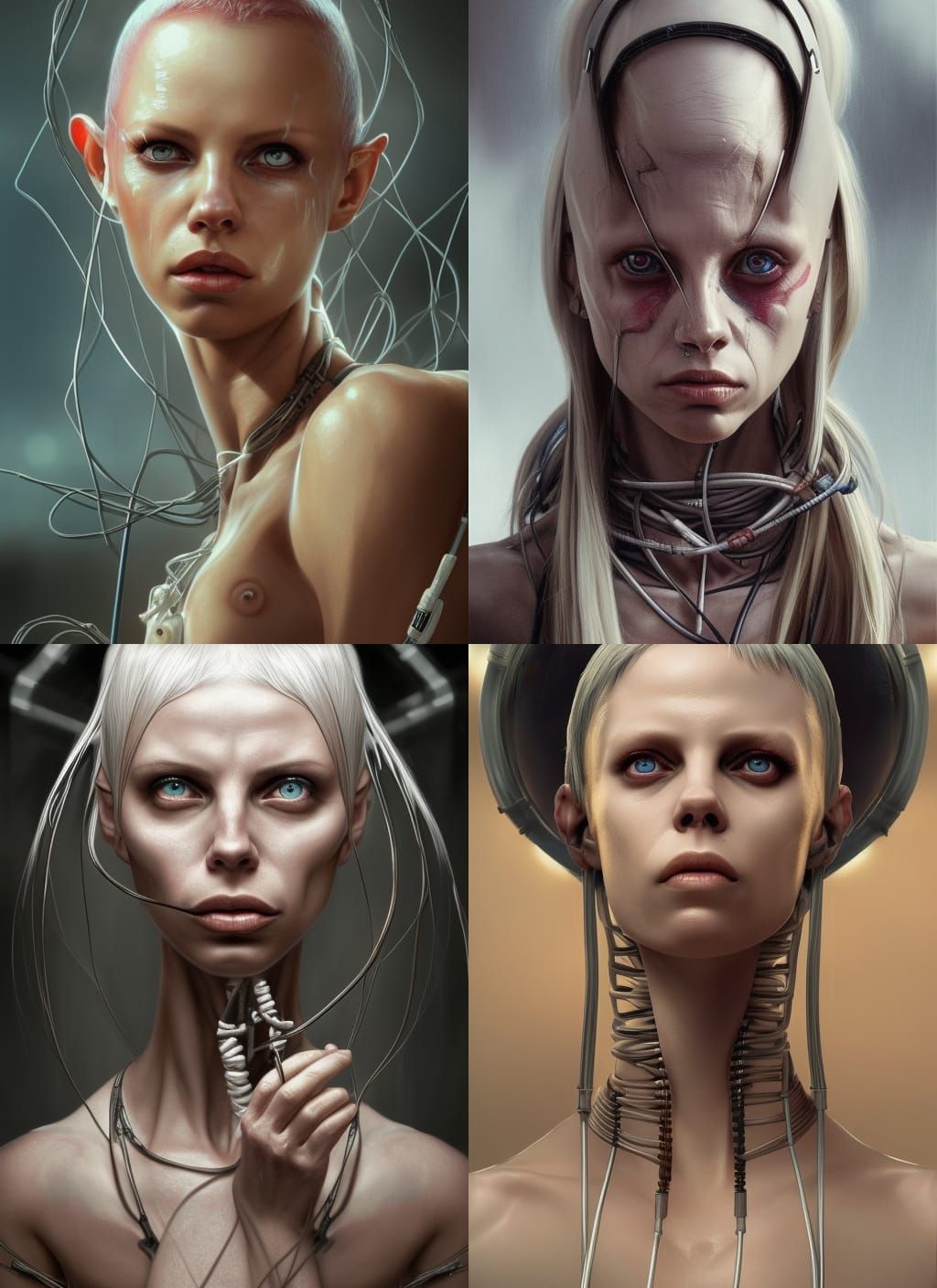 Cyborg Woman Portrait in Dystopian Wasteland