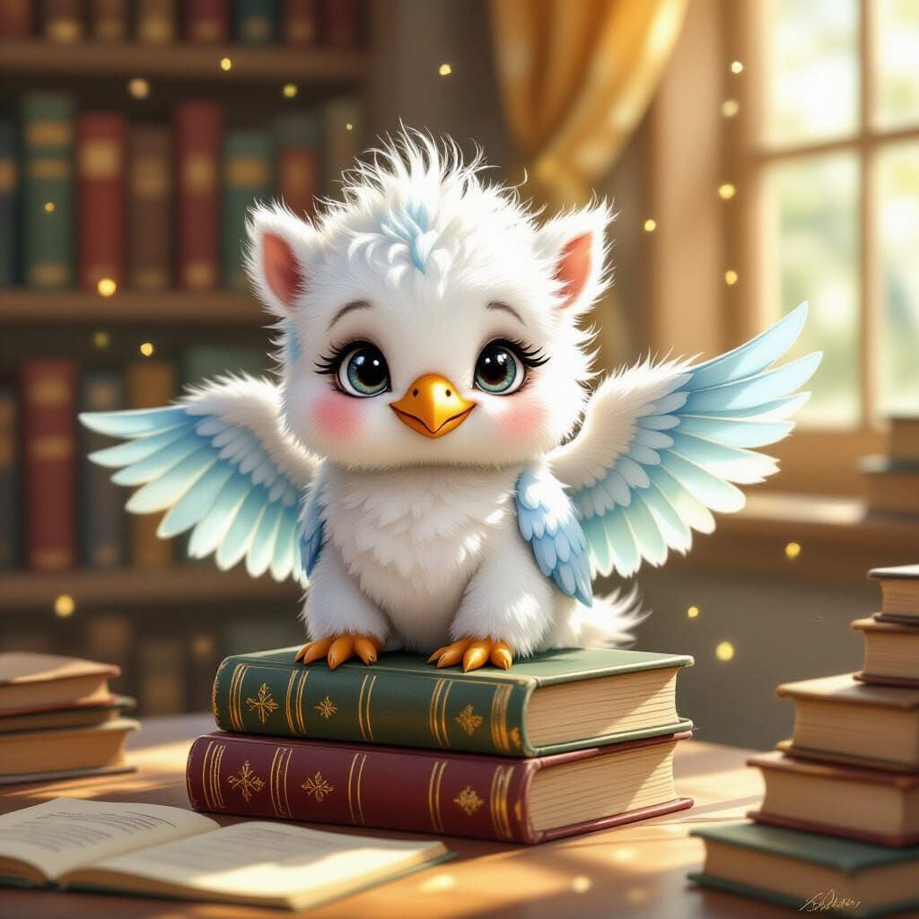 Fluffy Baby Hippogriff in Watercolor Library