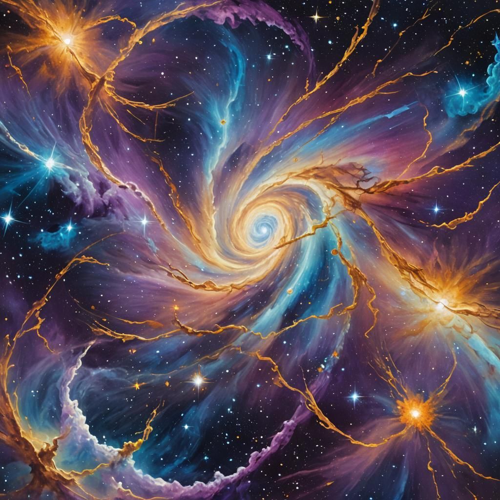 Cosmic Impressionism: Stars Swirling in Nebula