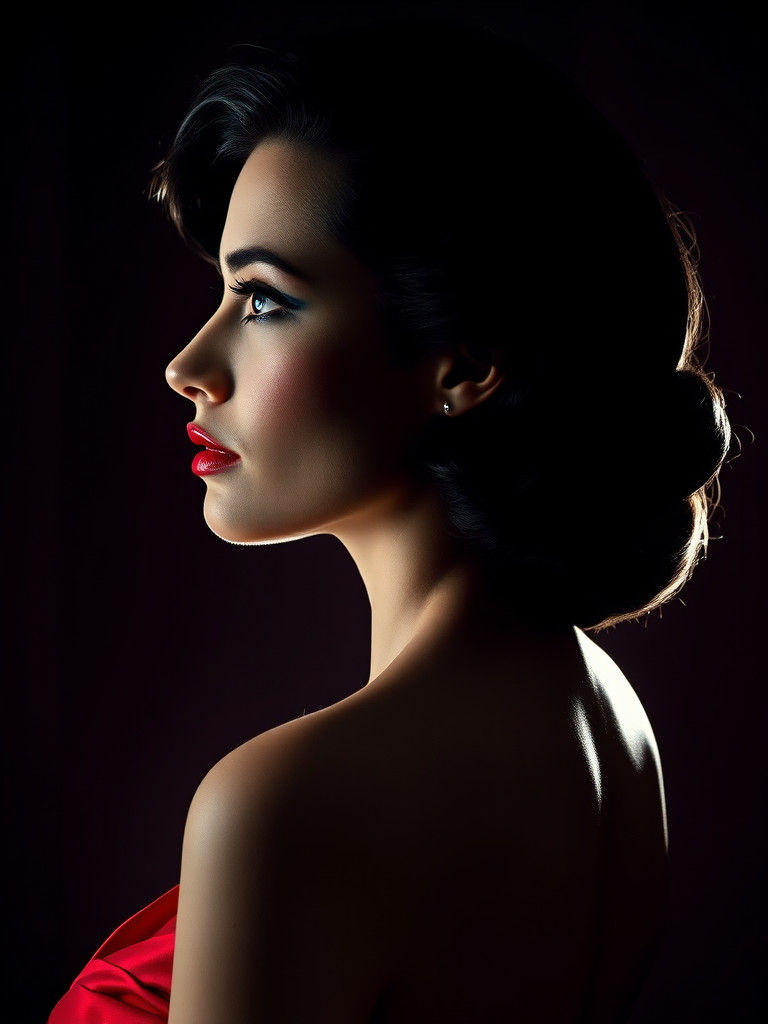 Mysterious Woman in Film Noir Lighting