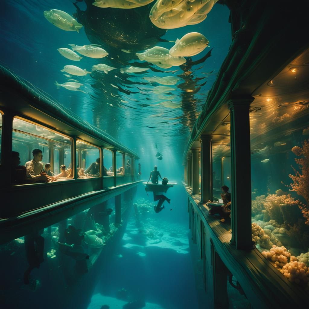 Dreamy Underwater City at Blue Hour