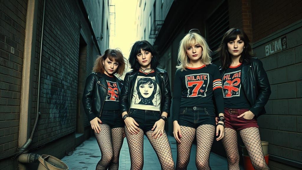 Riot Grrrl Rebels in 90s Urban Alleyway