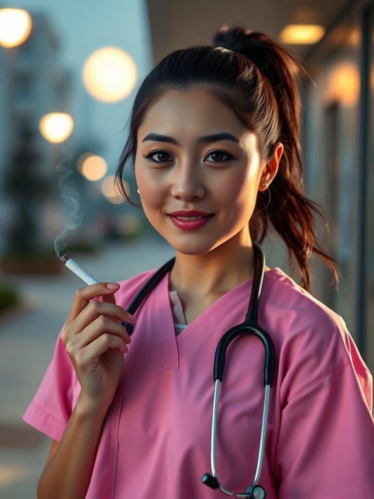 Latinas and Asians in Nursing, a Dreamy Nighttime Scene