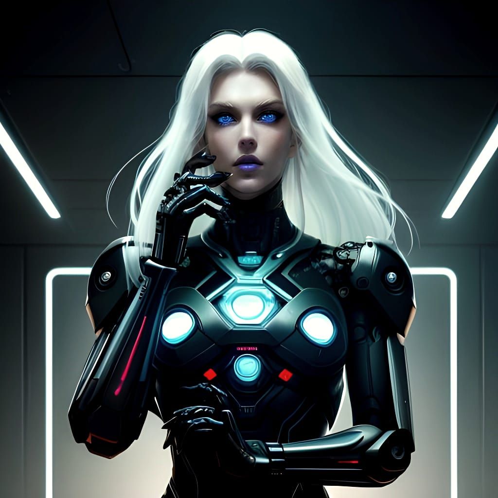 Japanese Gynoid Cyborg Pinup in Gothic Style