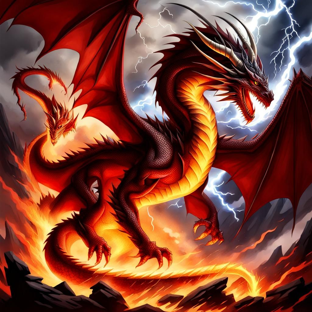 Epic Lightning Dragon Versus Fire Dragon Battle