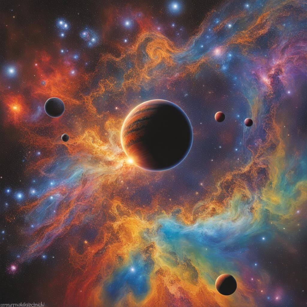 Vibrant Universe Creation in Neo-Impressionist Style