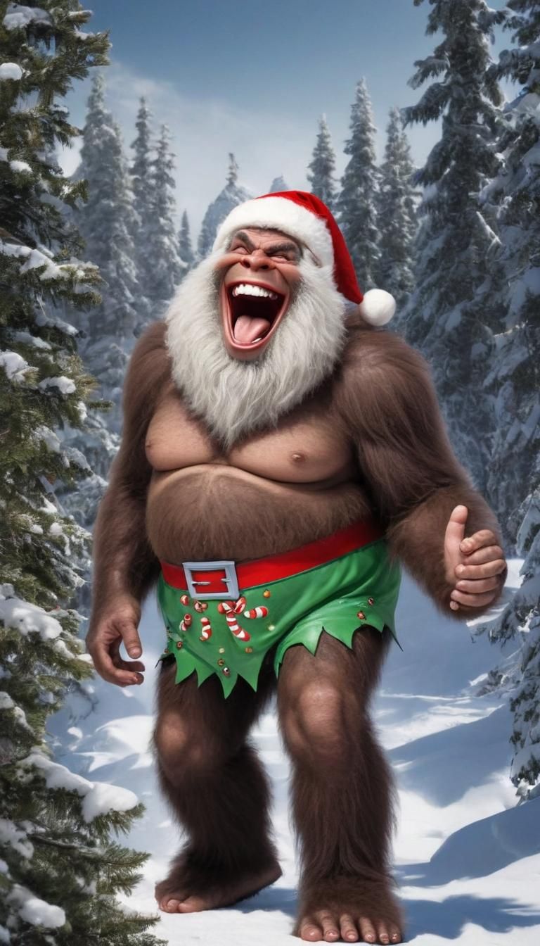 Santa Bigfoot's Joyful North Pole Laugh