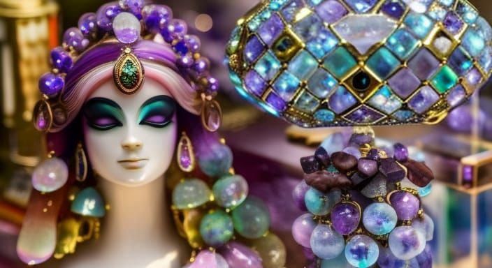 Isometric Crystal Shop in Retro Cel-Shaded Style