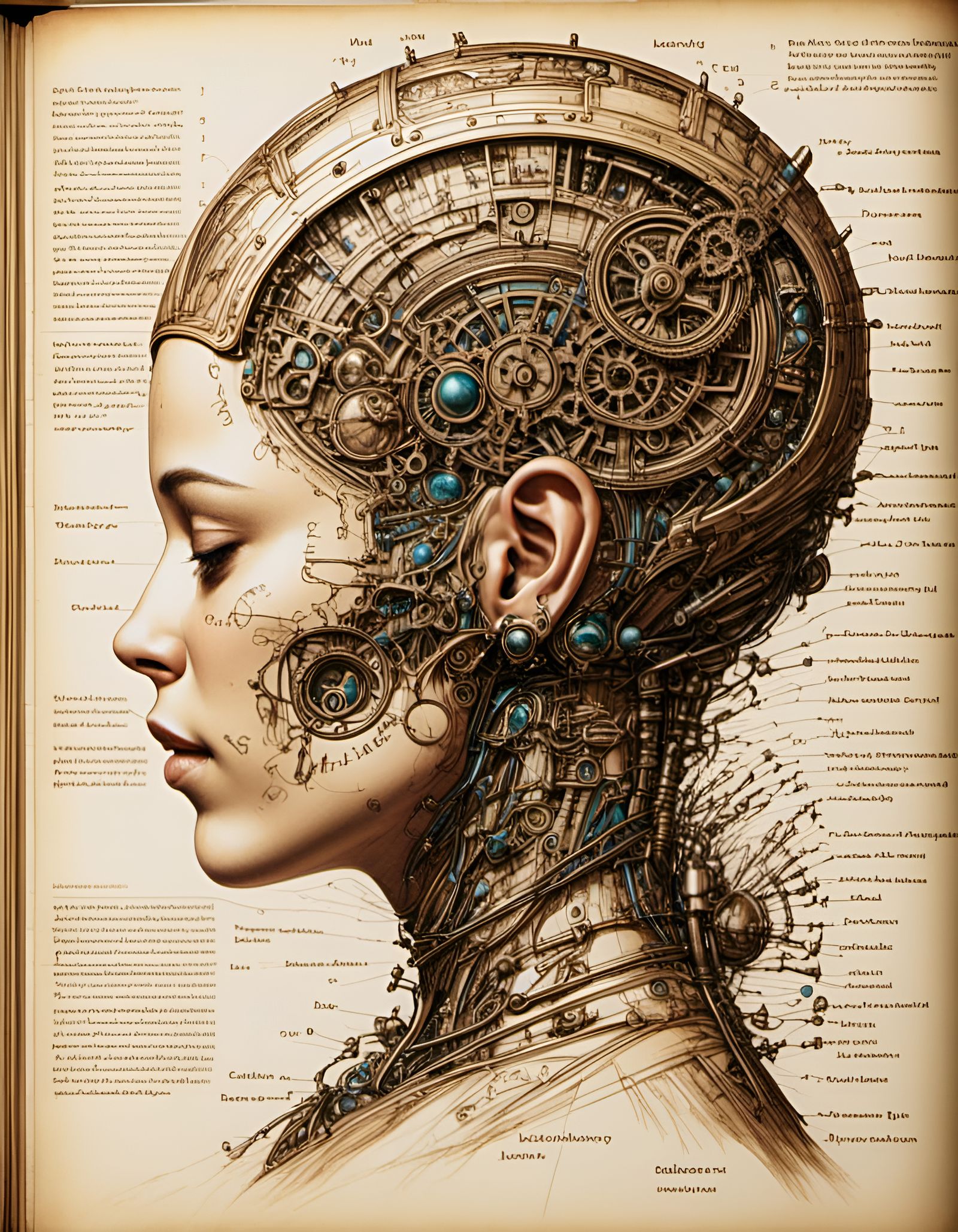 Steampunk Woman's Head in 16th Century Style