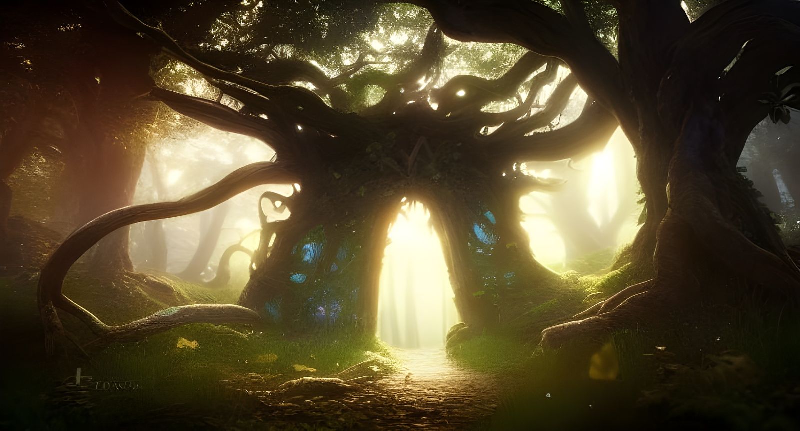 Magical Portal to Ancient Forest: Hyperrealistic Digital Art
