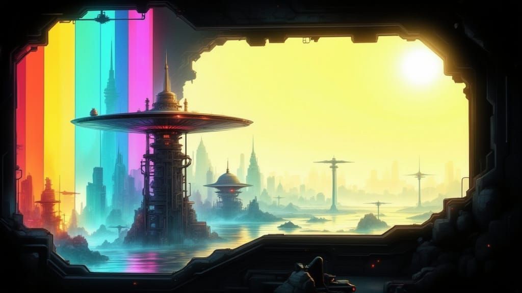 Cyberpunk Metropolis in Neo-Noir Style