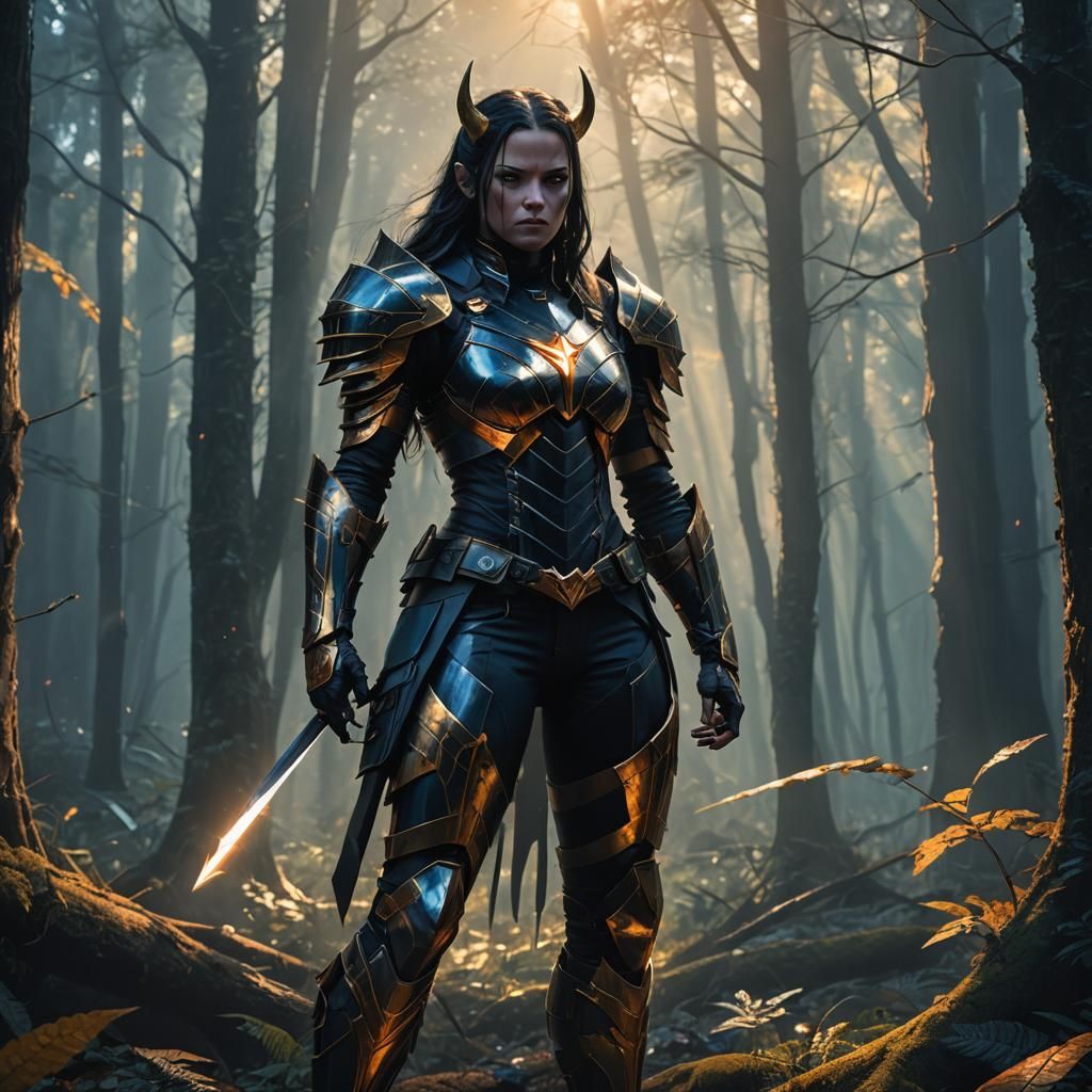 Ethereal Fantasy Armor in Dark Mystical Forest