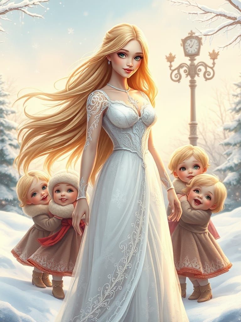 Snow Queen Portrait in Hyper-Realistic Style