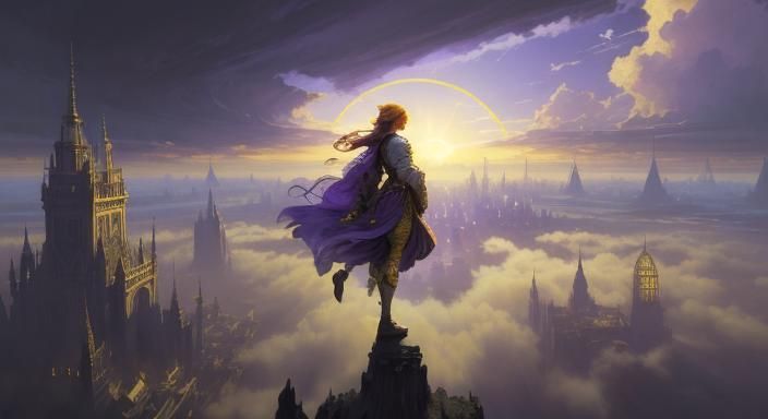 Photorealistic Floating City in the Sky: A Detailed Masterpi...