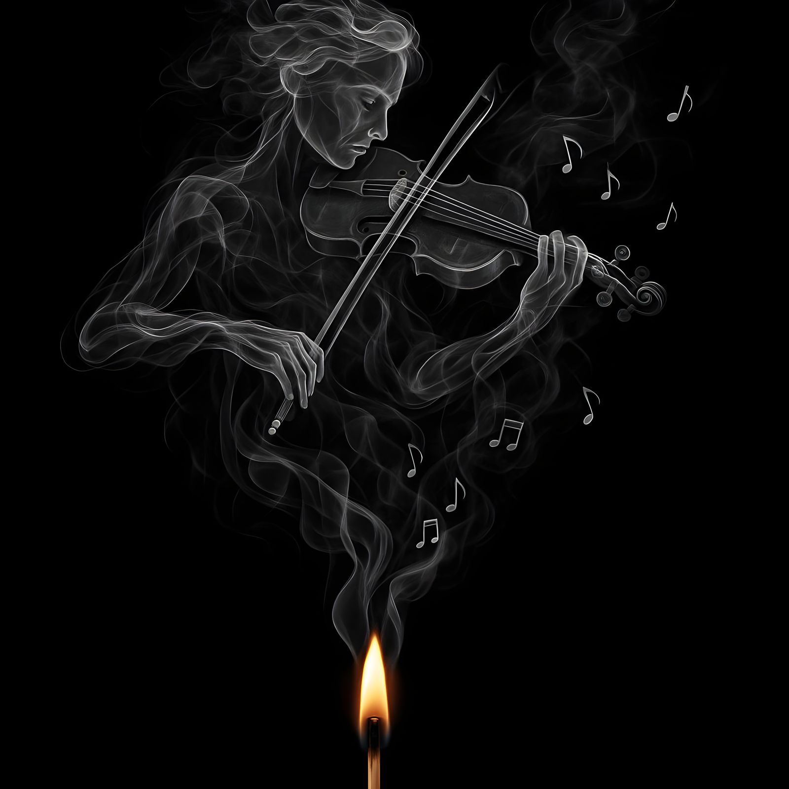 Ethereal Smoke Violinist in Dramatic Photo
