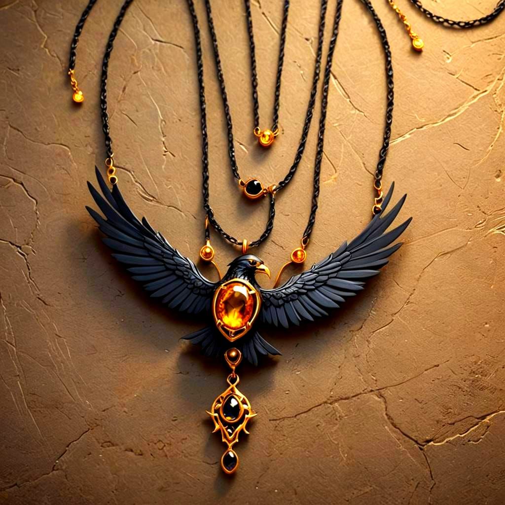 Golden Gemstone Falcon Necklace in Matte Style