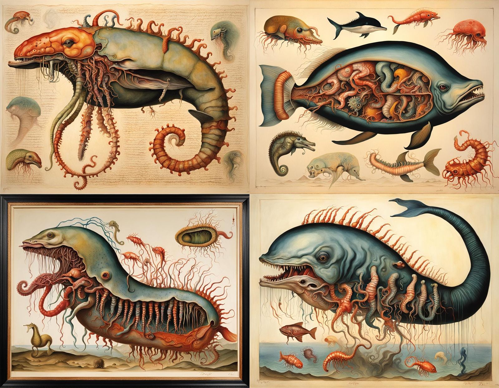 Monstrous Hybrid of Sea Creatures in Surreal Style