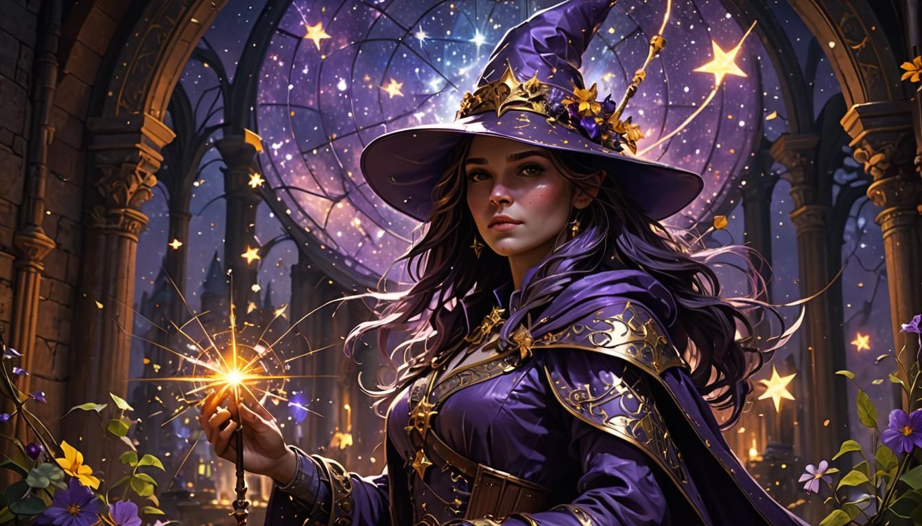 Magic Hat and Wand in Dark Fantasy Style