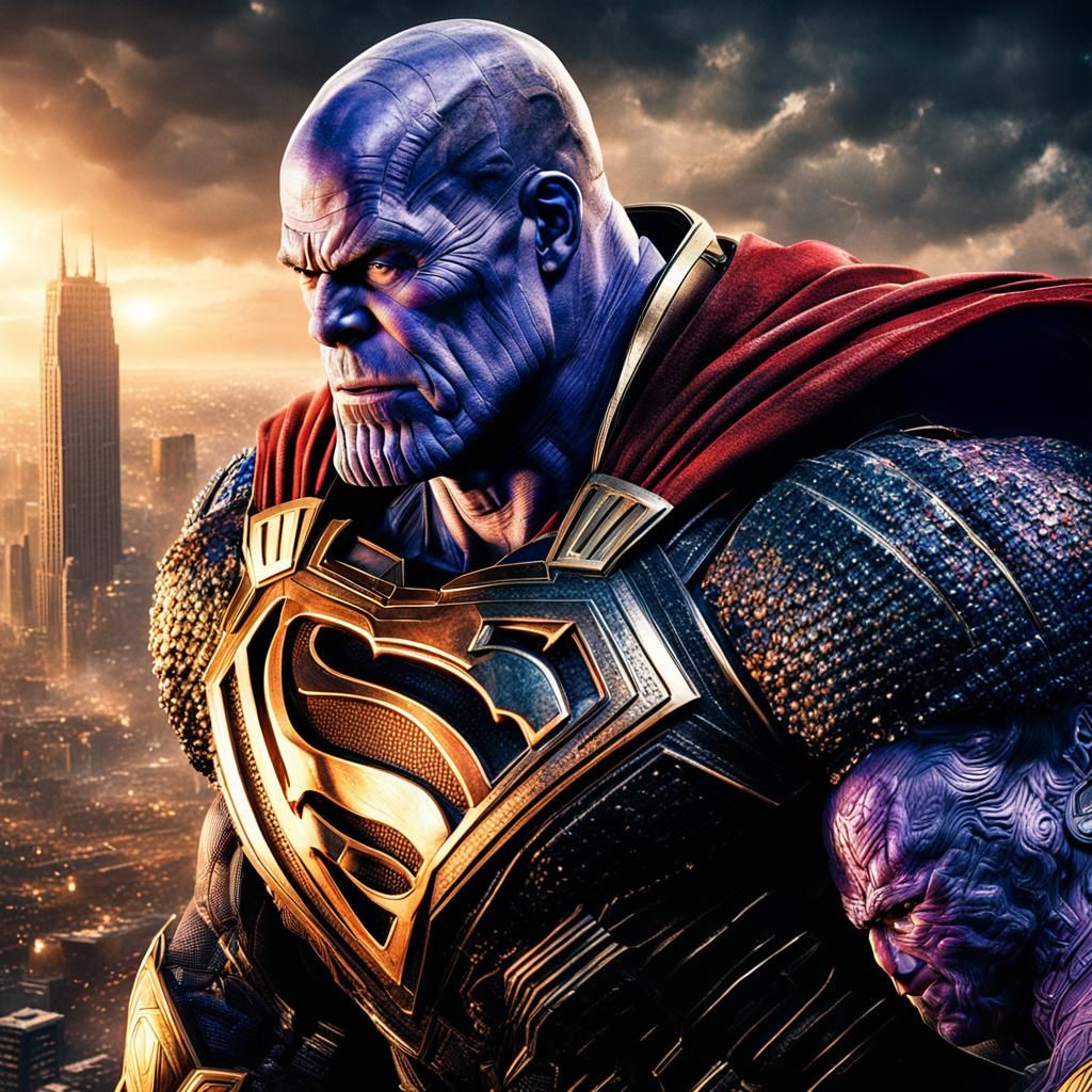Thanos vs Superman: Hyperrealistic Cinematic Movie Poster
