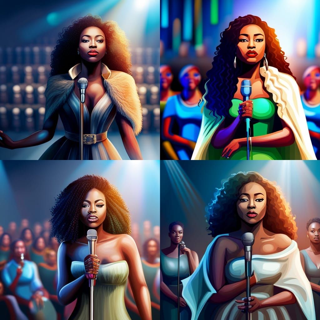 African Singer on Stage in Opera Hall