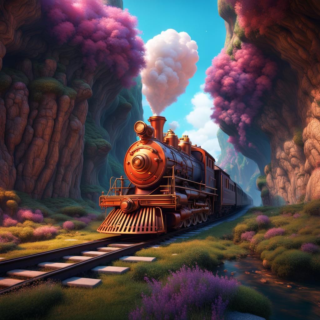 Fantastical Train of Imagination: Detailed Matte Painting