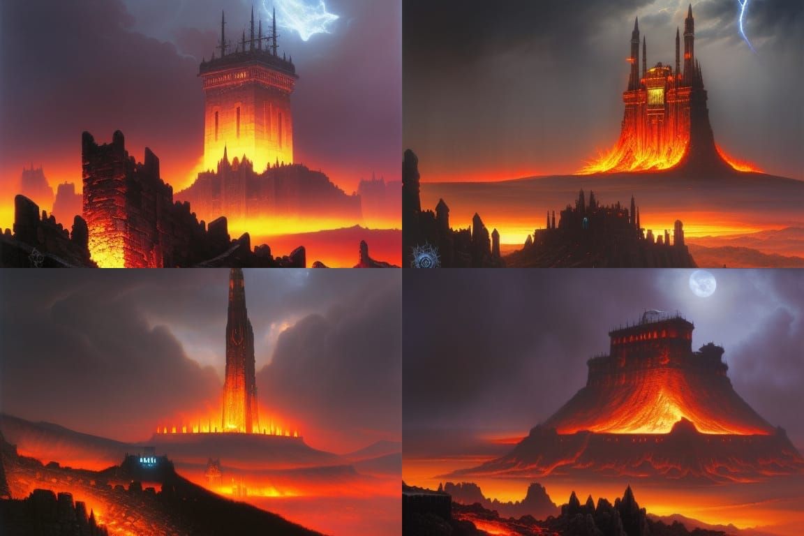 Demonic Citadel in Barren Wasteland, Grimdark Fantasy