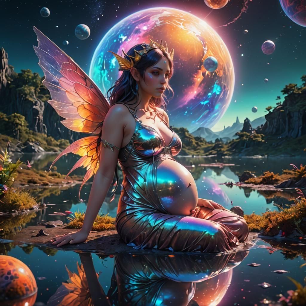 Winged Fairy on Alien Planet: Anime Concept Art