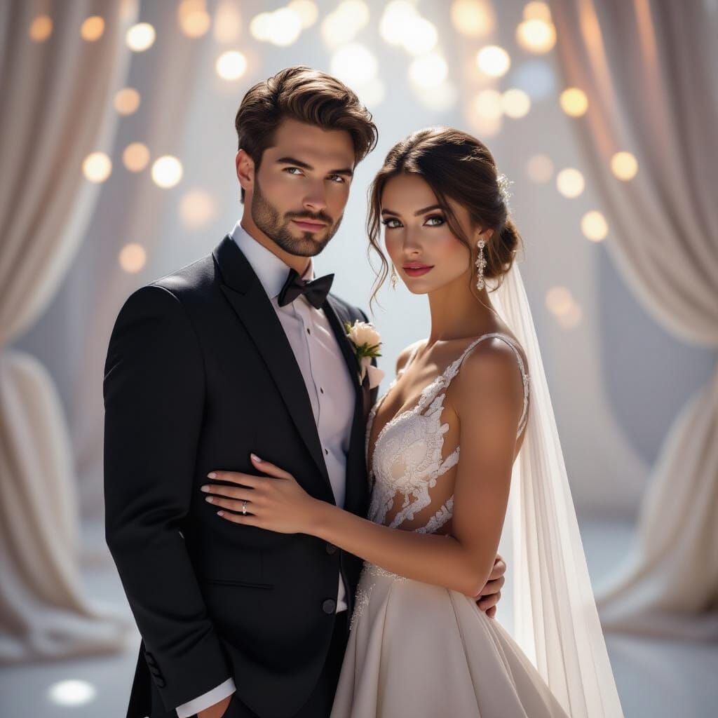 Elegant Couple Models in Dreamy Surreal Lighting