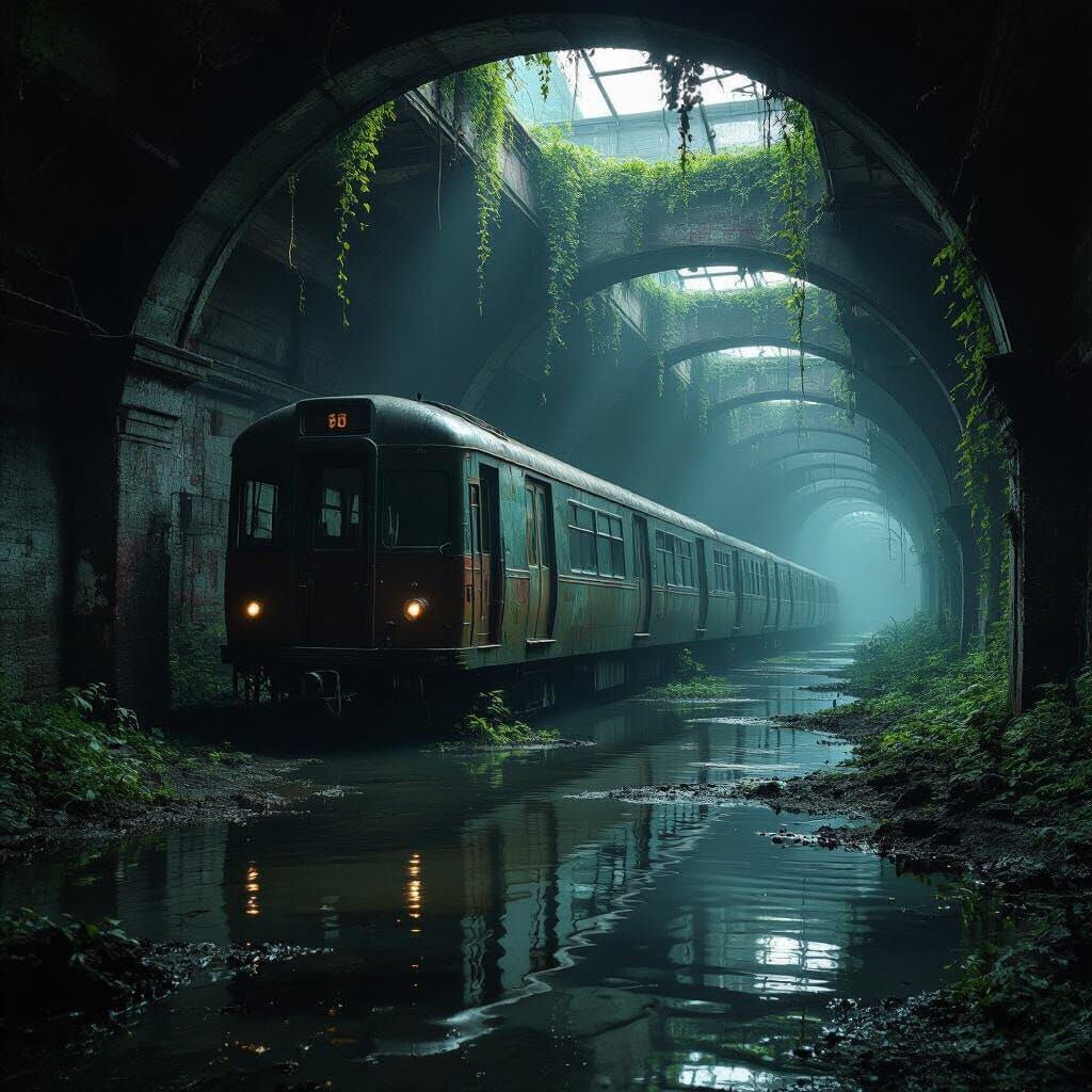 Decayed Underground Train Station in Cinematic Style