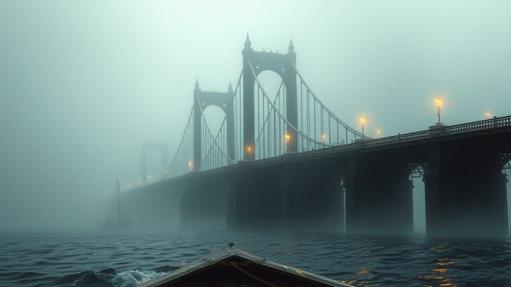 Ethereal Bridge to the Afterlife in Mystical Fog