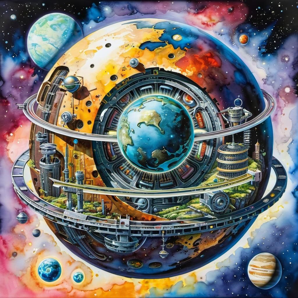 Mechanical Planet in Mixed Media