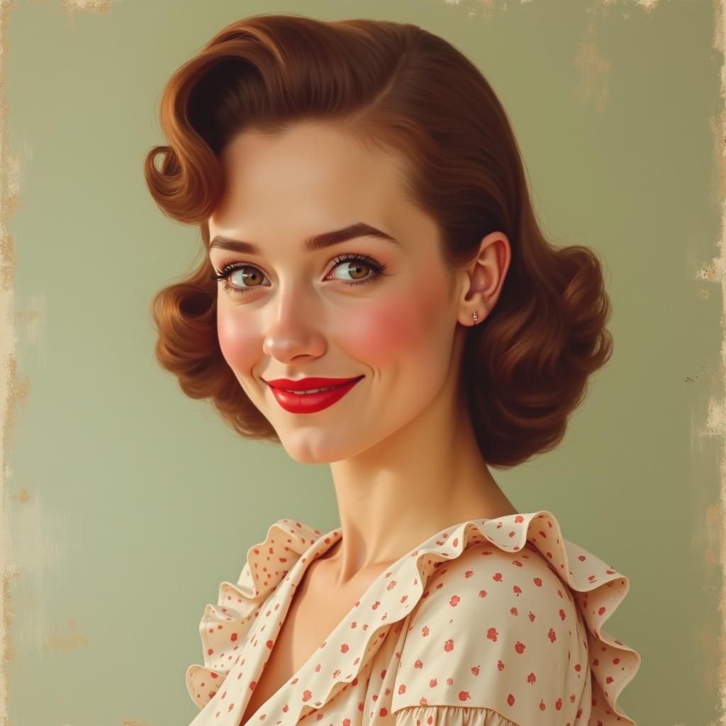 Nostalgic Portrait in Mid-Century Pin-Up Style