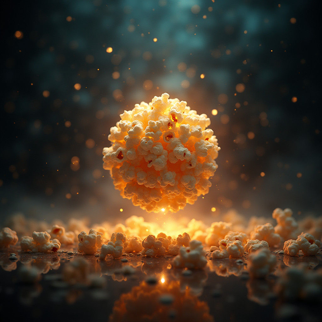 Glowing Popcorn Kernel in Dramatic Digital Painting