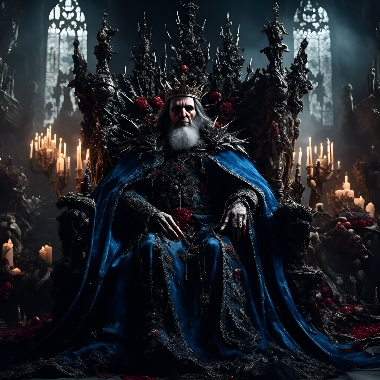 Evil King on Skull Throne in Dark Fantasy Art