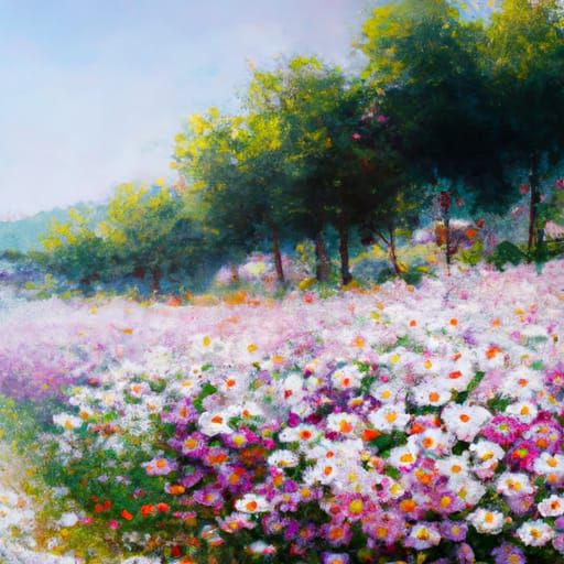 Flower Field as Oil Painting by Gurney